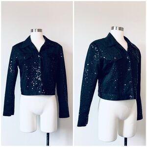 Vintage Mesmerize Black Polka Dot Fitted Motorcycle Jacket Cropped Small